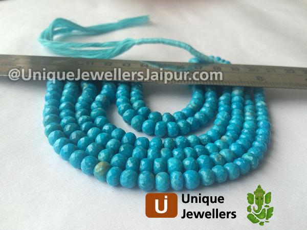 Natural Turquoise Far Faceted Roundelle Beads